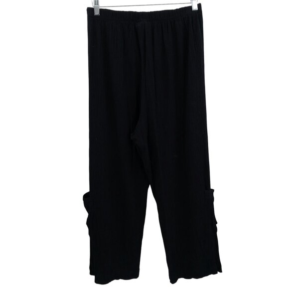 Bryn Walker Black Cotton Gauze Wide Leg Pants Size XL Lagenlook Pockets Pull On - Picture 7 of 13